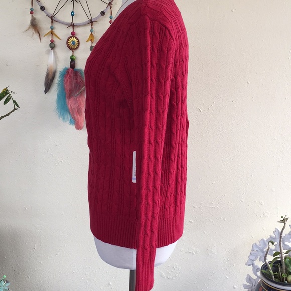 Red V Neck Sweater - Picture 4 of 9